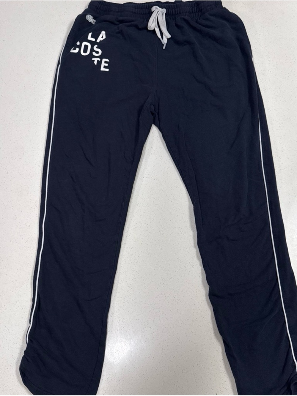 Lacoste Kids Navy Sweatpants with White Piping